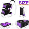 Blue foldable shopping trolley with two plastic baskets shown in an unfolded state.
