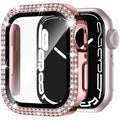 Apple Watch case with Double Diamond Glass in rose pink colour showing transparent protective design