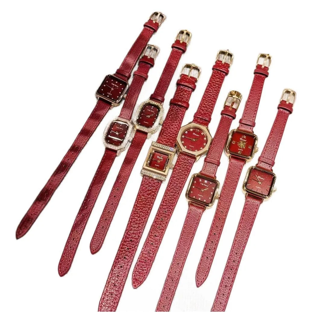 Chinese style women's alloy watch showing various dial designs including Camellia and diamond options.