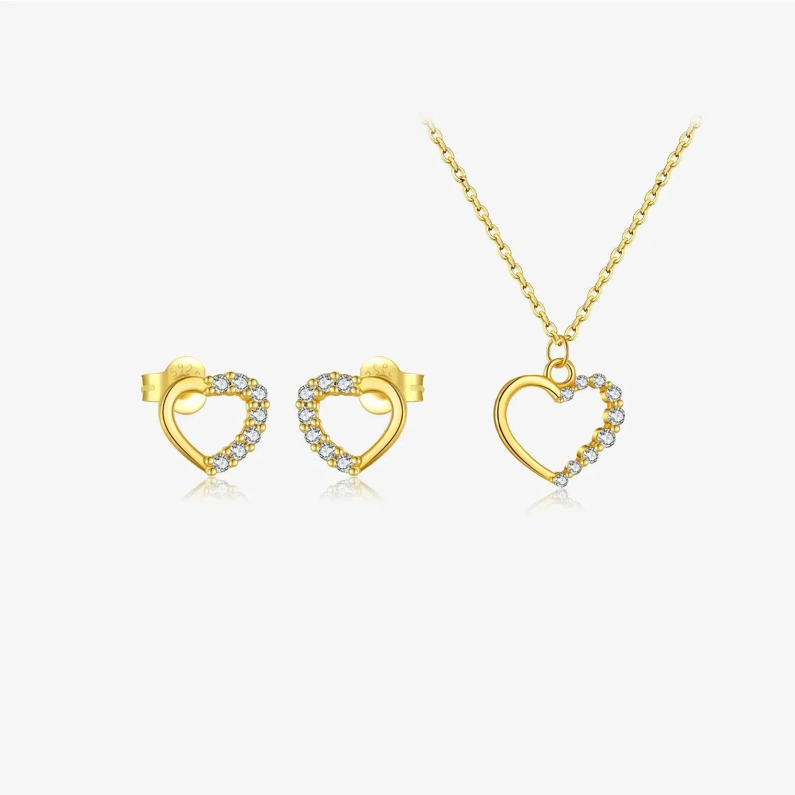 Sterling silver hollow heart pendant necklace on a regular chain, available in white gold or platinum plating.