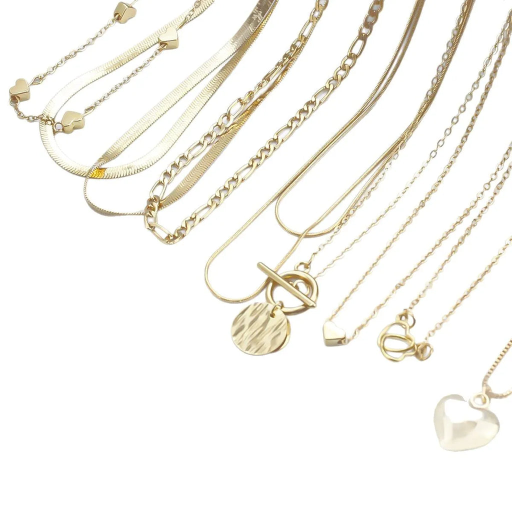 10-piece women's gold necklace jewellery set with snake bones chain design