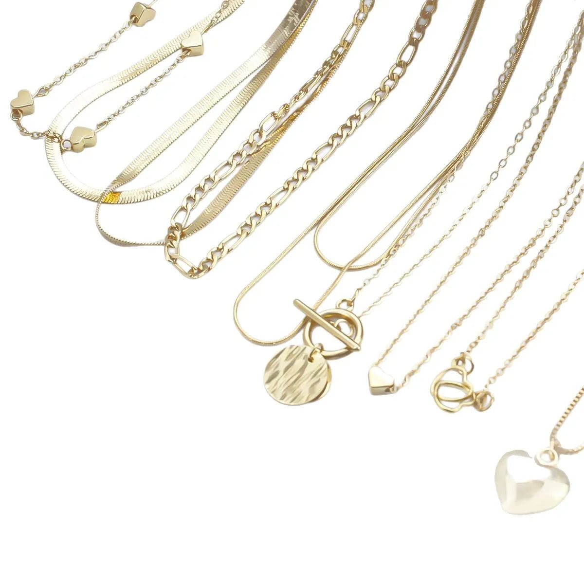 10-piece women's gold necklace jewellery set with snake bones chain design
