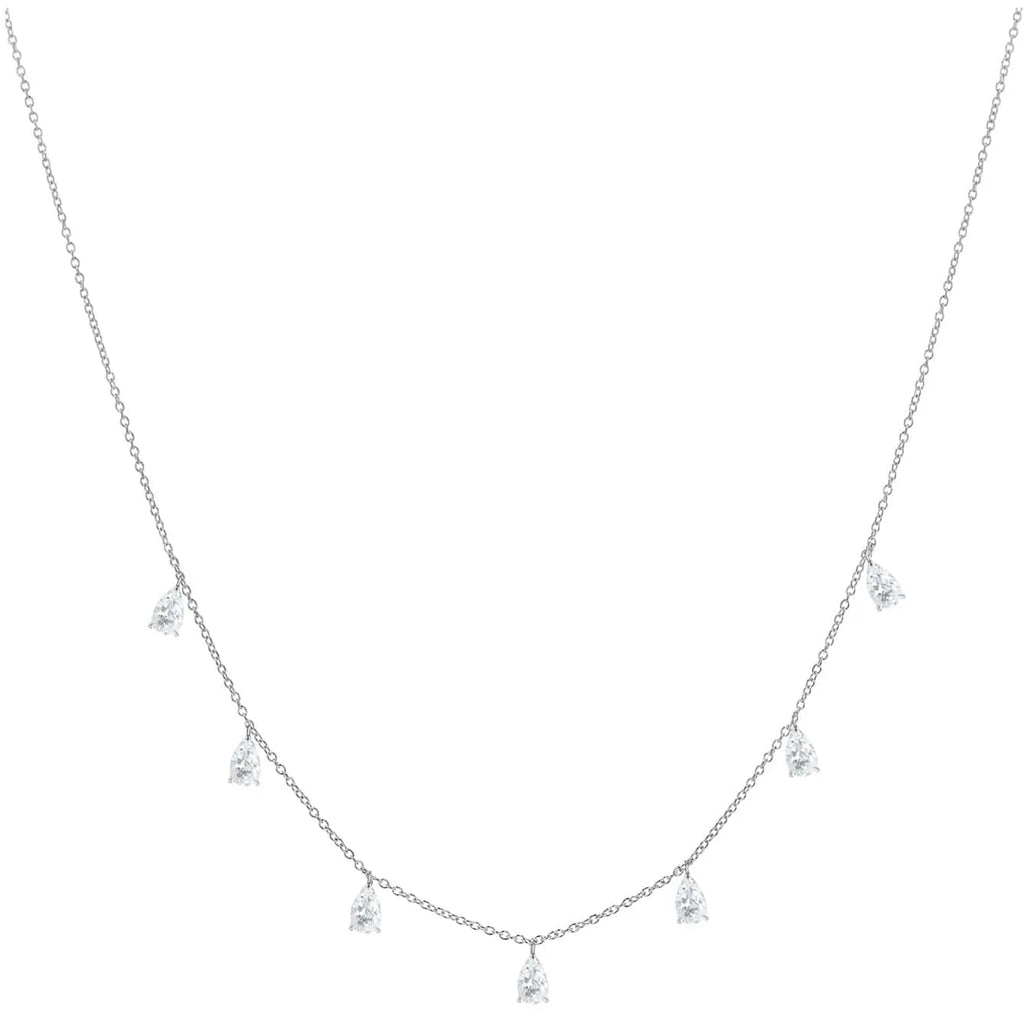 Gentle drop-shaped artificial zircon necklace on O-chain in silver, rose gold, or golden yellow finish