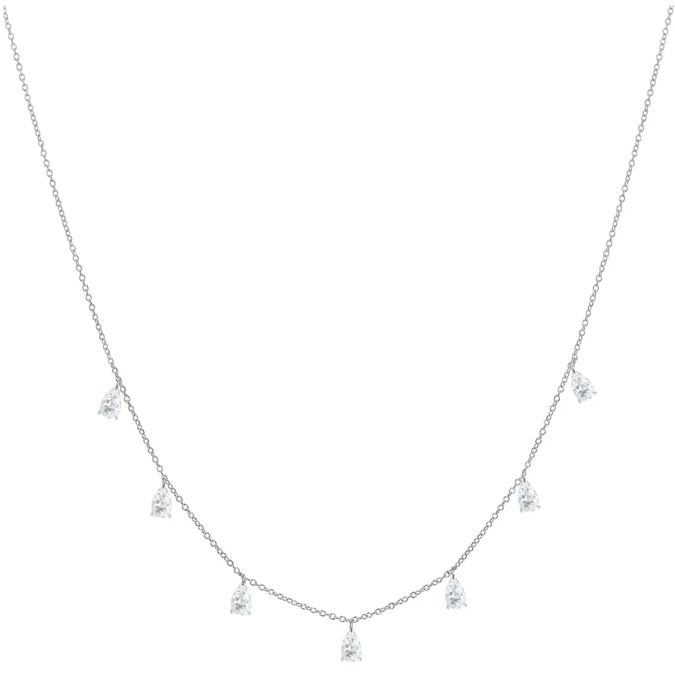 Gentle drop-shaped artificial zircon necklace on O-chain in silver, rose gold, or golden yellow finish