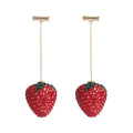 Zinc alloy strawberry stud earrings with geometric spot drill design in six colour variations