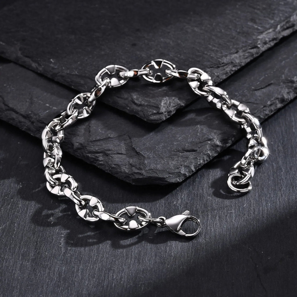 Handmade stainless steel thick geometric chain bracelet for men's hip hop style