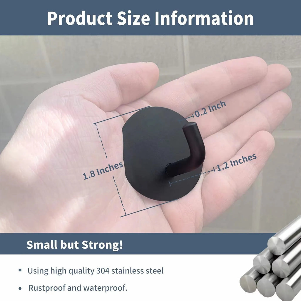 Stainless steel self-adhesive hook with 3kg capacity for bathroom or kitchen mounting