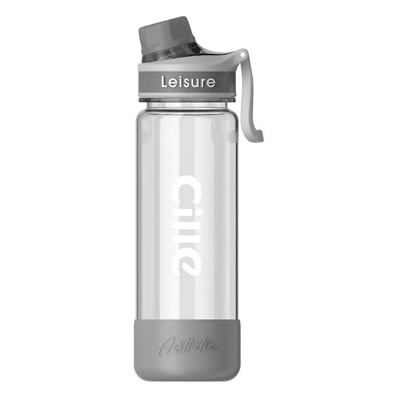 Plastic heat-resistant cup with cartoon pattern in grey, green or pink colour options