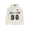 Women's red American retro hooded cardigan jacket with letter embroidery and loose fit