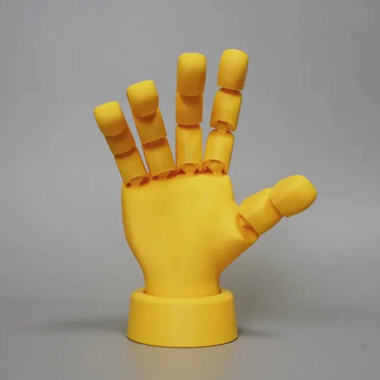 Yellow PLA movable joint hand prop figurine for decoration.