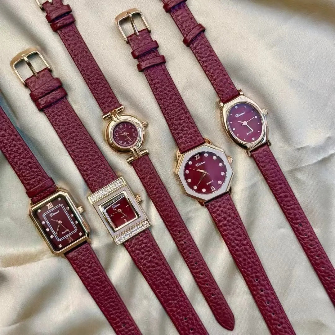Chinese style women's alloy watch showing various dial designs including Camellia and diamond options.