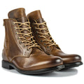Men's black and brown Knight Series leather boots with side zip and low heel