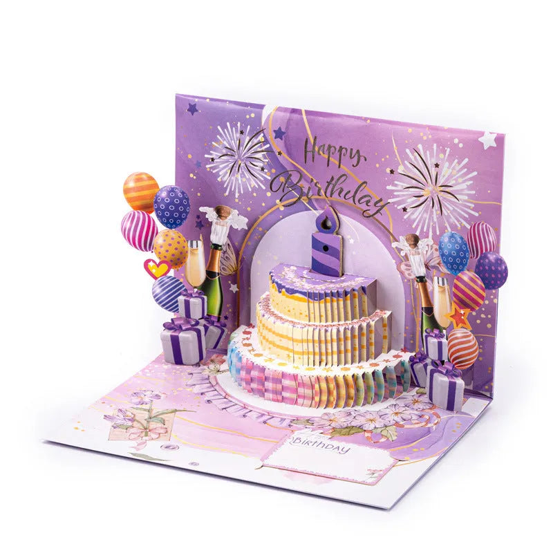 Chinese ink style 3D pop-up greeting card showing manual folding detail.