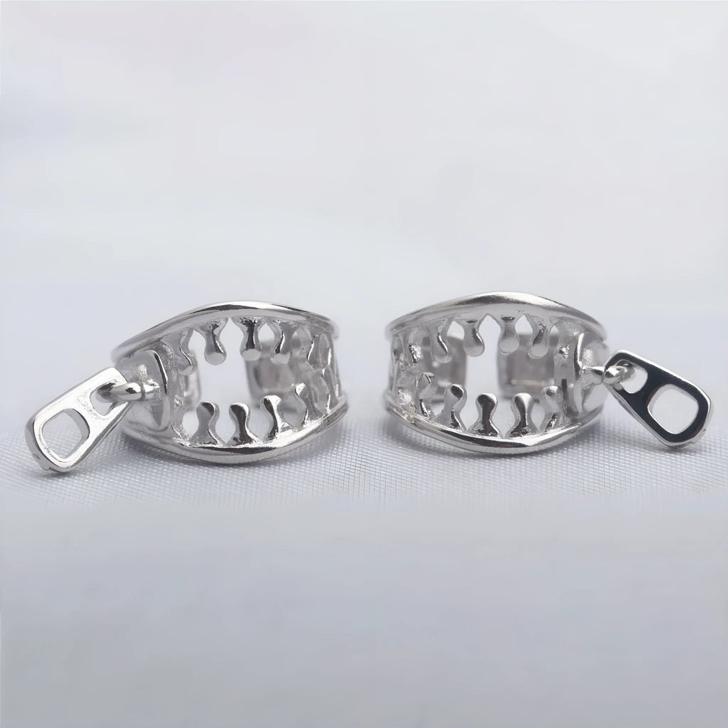 Copper geometric ear bone clip earrings with zipper design detail in ES862 colour