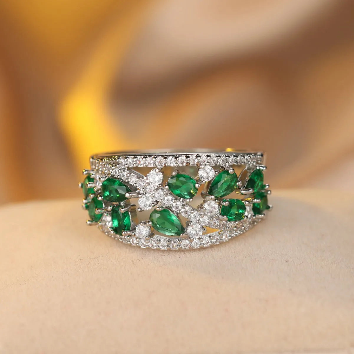 Women's copper round hollow fashion ring showing openwork design with colour options