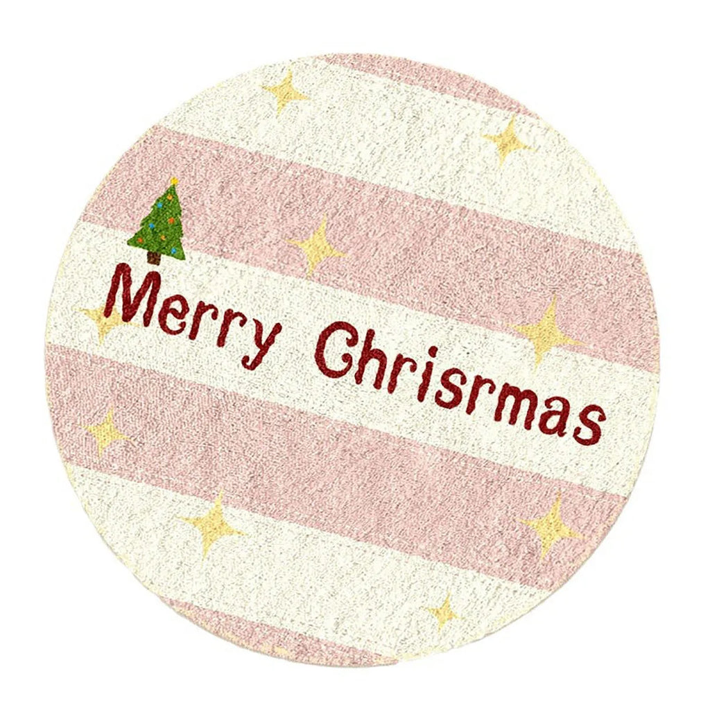 Christmas-themed round alien-shaped rug with imitation cashmere material in festive holiday patterns