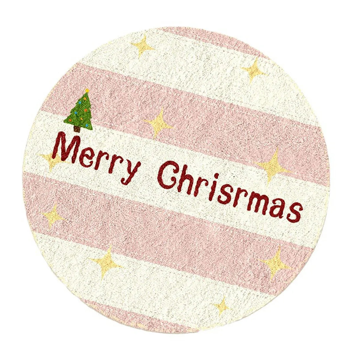 Christmas-themed round alien-shaped rug with imitation cashmere material in festive holiday patterns