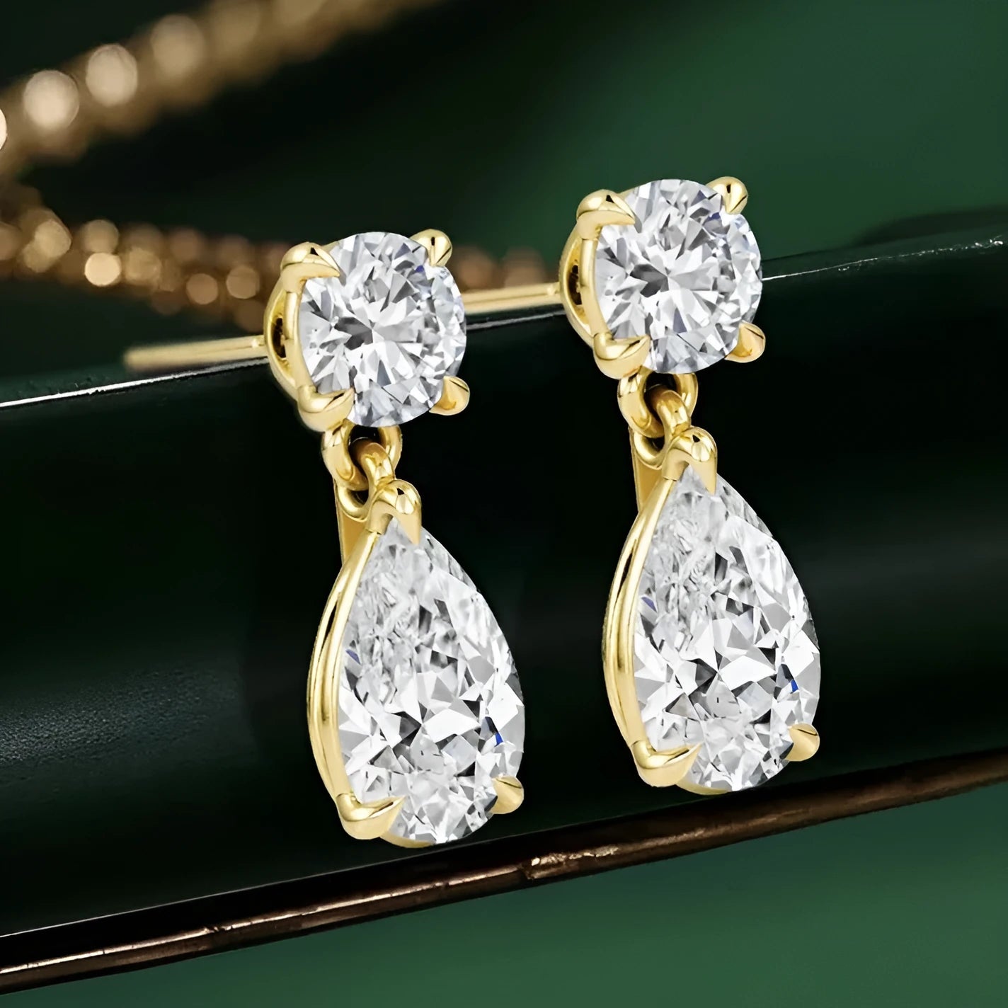 Sterling silver 925 water drop moissanite stud earrings with geometric design