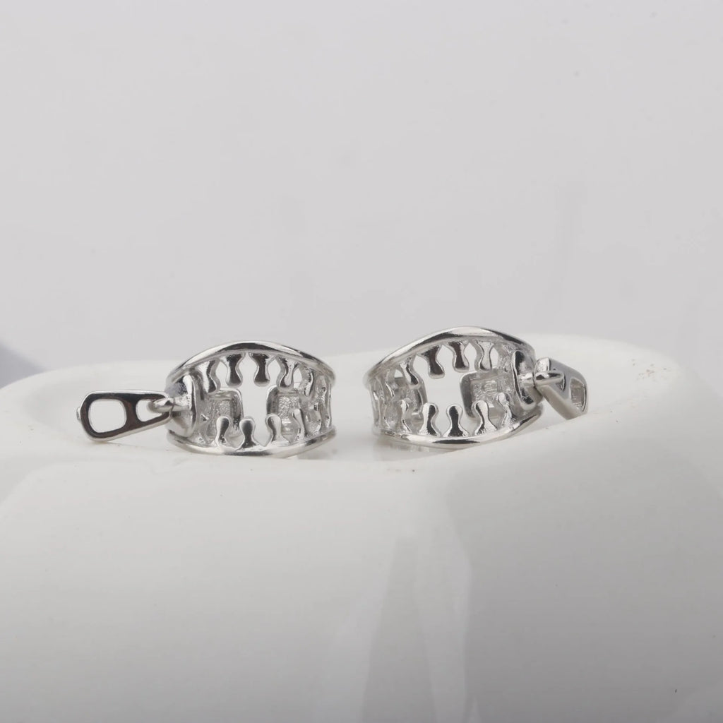 Copper geometric ear bone clip earrings with zipper design detail in ES862 colour