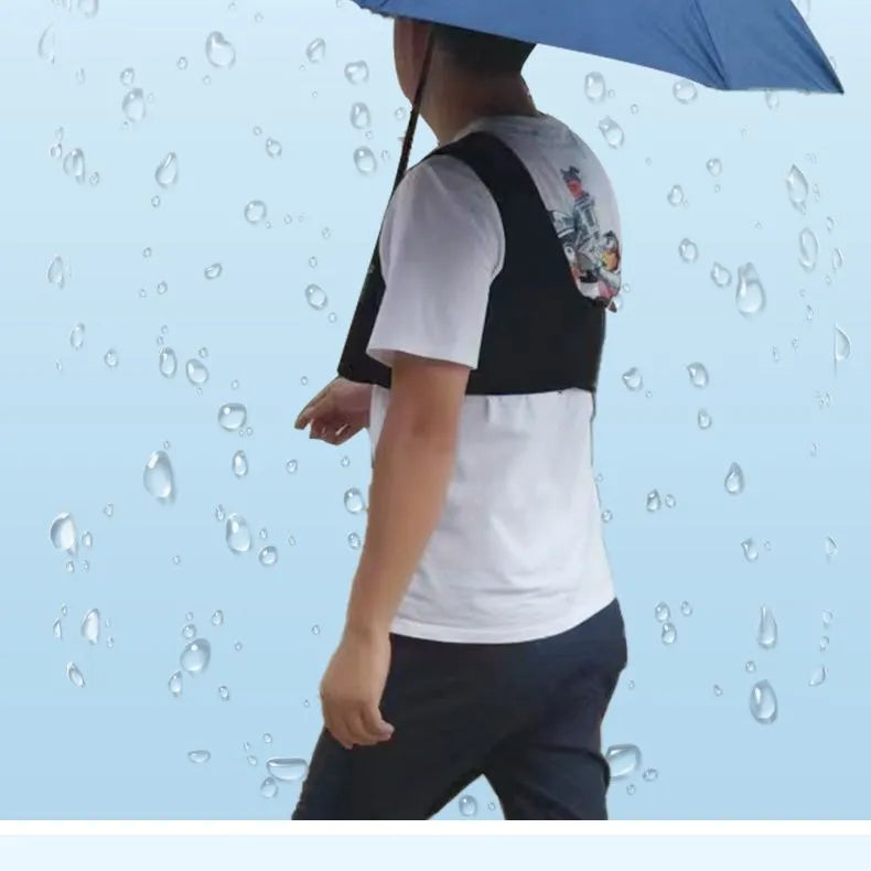 Black portable umbrella holder with adjustable shoulder strap for 10-bone manual umbrellas