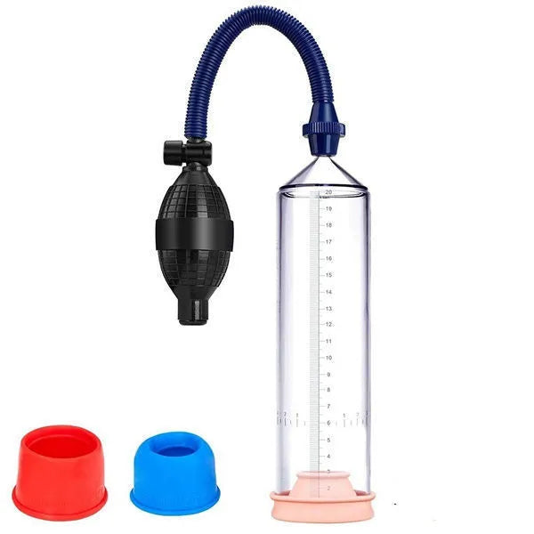 Silicone cover replacement set for a male manual exercise machine with bulb and sealing rings.