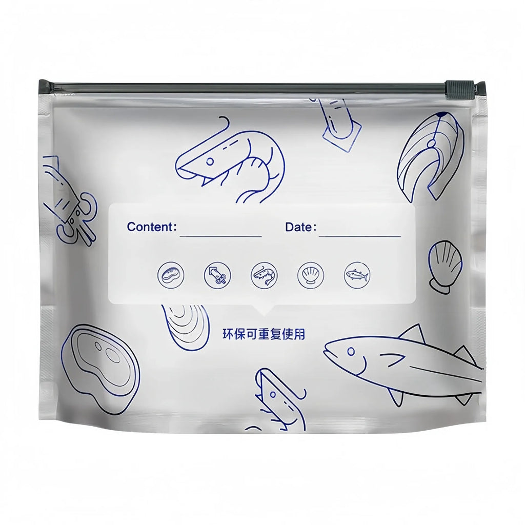 Aluminium foil resealable fresh-keeping bags in three sizes with temperature resistance