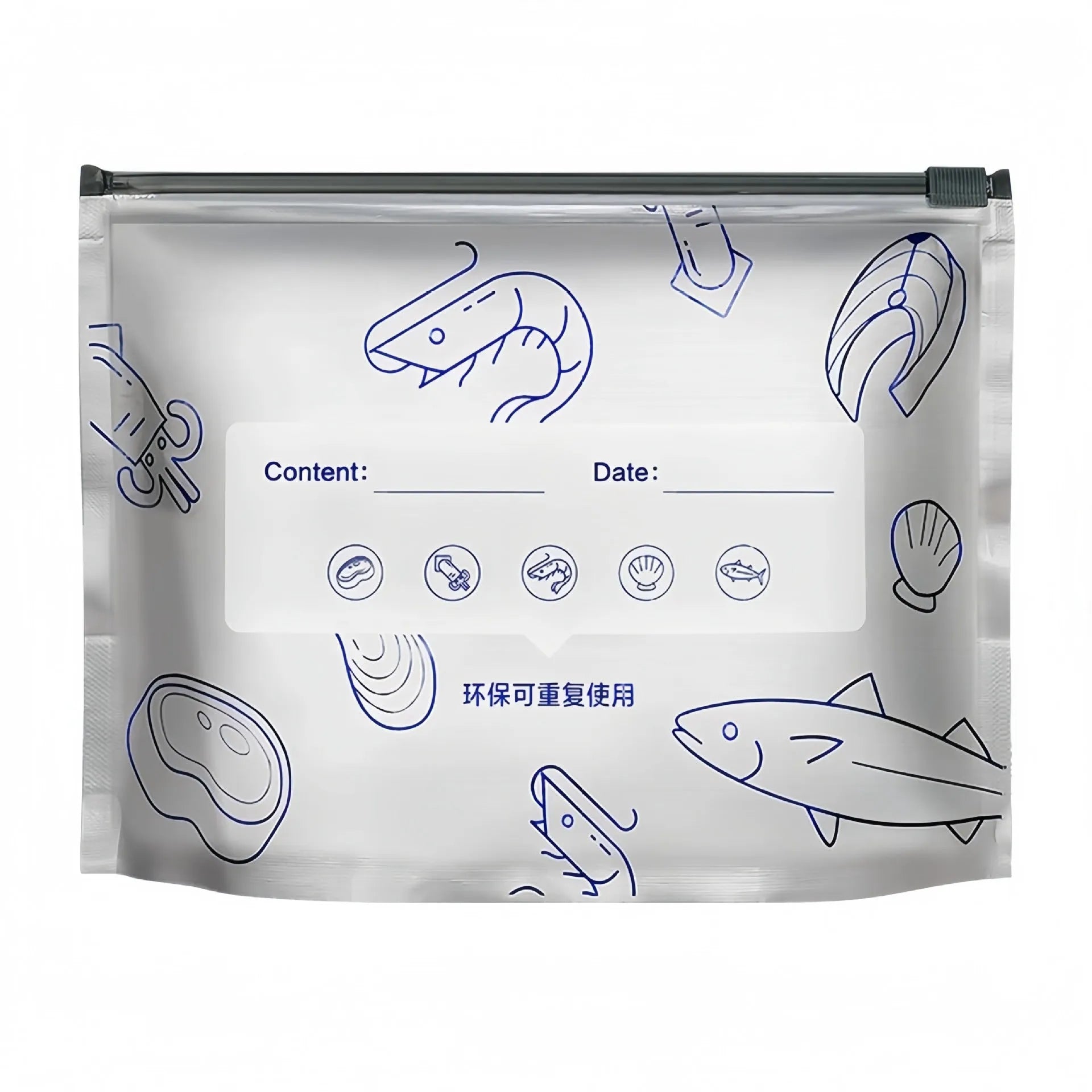 Aluminium foil resealable fresh-keeping bags in three sizes with temperature resistance