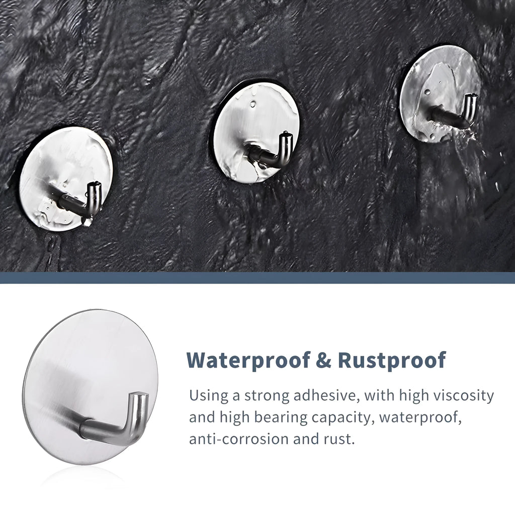 Stainless steel self-adhesive hook with 3kg capacity for bathroom or kitchen mounting