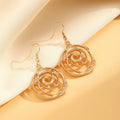 Spiral donut geometric jewellery set with necklace, bracelet, and ear hooks in gold or silver electroplated finish