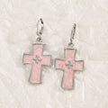 Women's classic alloy earrings with cross and heart motifs and dripping oil finish
