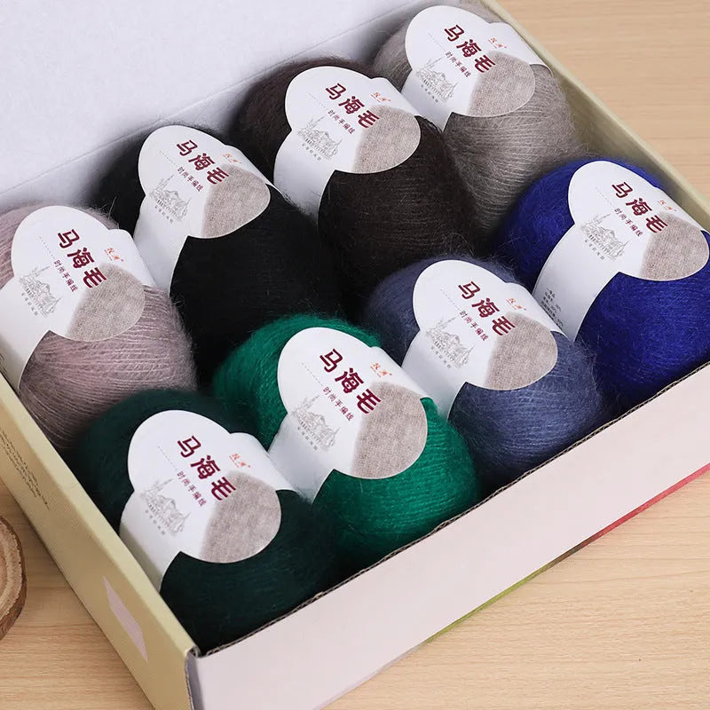 Mohair wool ball DIY kit for hand-woven scarf in 34 colour options