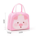 Orange bear cartoon insulated lunch bag for children with aluminium foil lining.