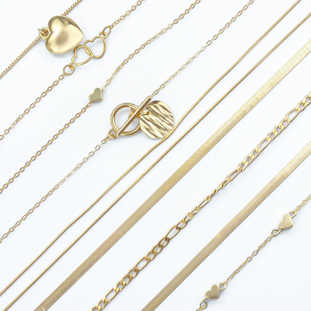10-piece women's gold necklace jewellery set with snake bones chain design