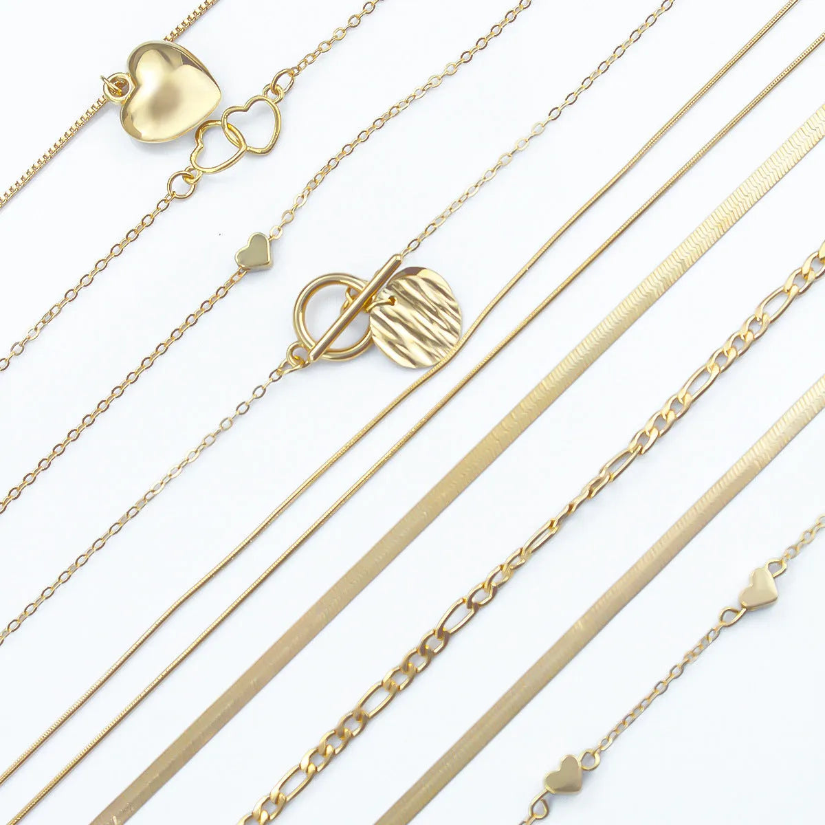 10-piece women's gold necklace jewellery set with snake bones chain design