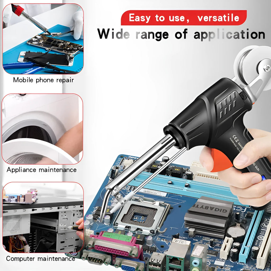G102 black alloy soldering gun kit with five pieces and 205x170mm base