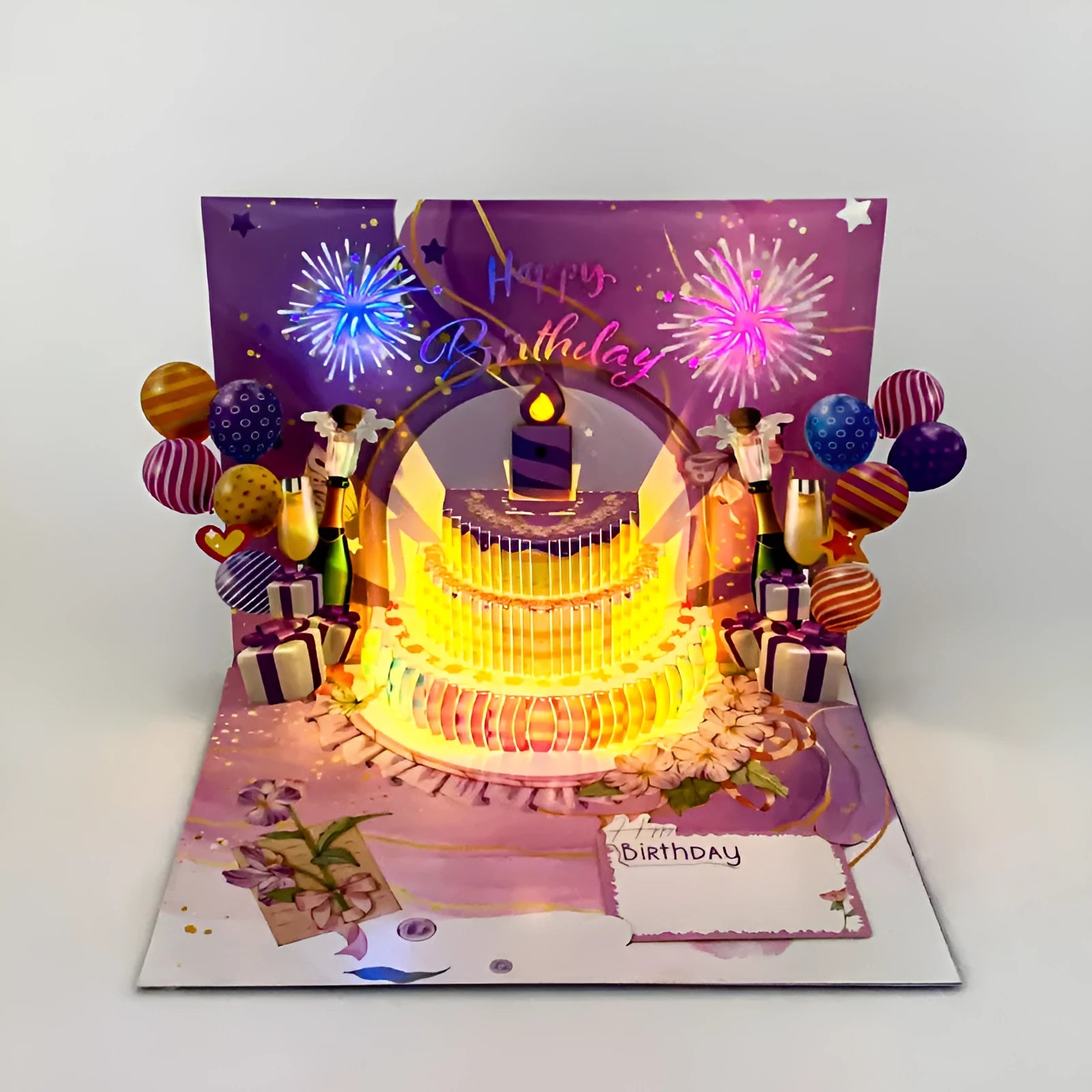 Chinese ink style 3D pop-up greeting card showing manual folding detail.