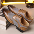Men's houndstooth plaid casual shoes in black with a square toe and rubber sole.