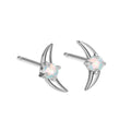 A pair of geometric 925 silver earrings with a stone accent, shown in gold and platinum colour options.