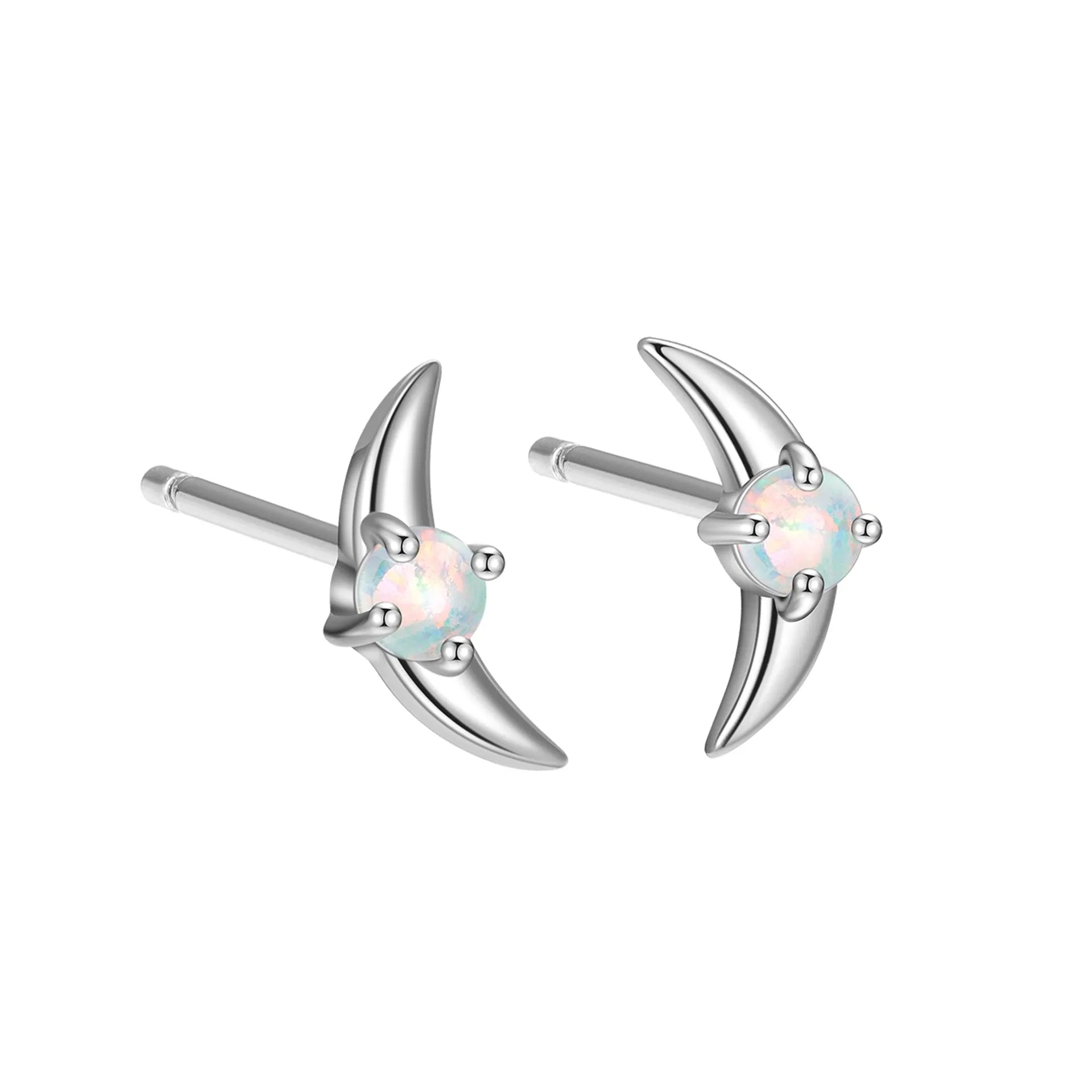 A pair of geometric 925 silver earrings with a stone accent, shown in gold and platinum colour options.