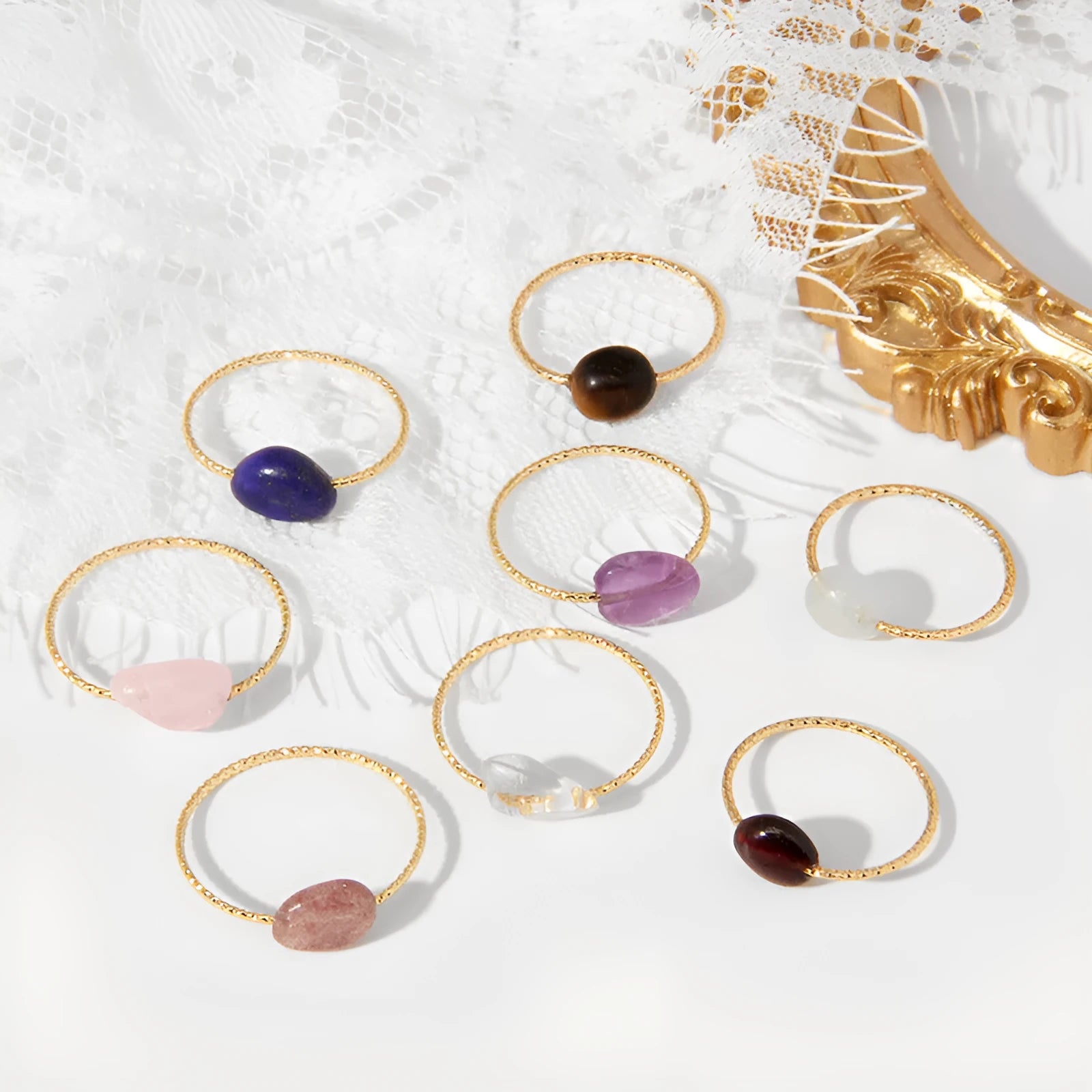 Geometric agate ring for women with original niche design in various colour options