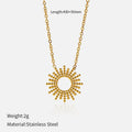 Sunflower-themed women's necklace and bracelet set in yellow gold 14K stainless steel