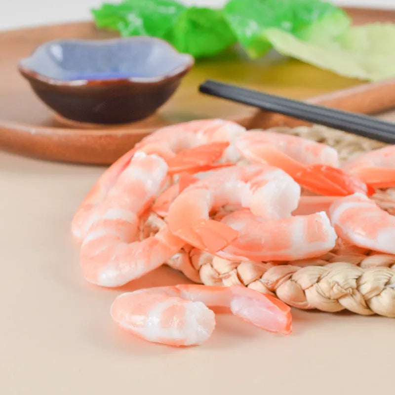 Simulation seafood shrimp keychain with detailed design and 1.5cm thickness made from PVC plastic