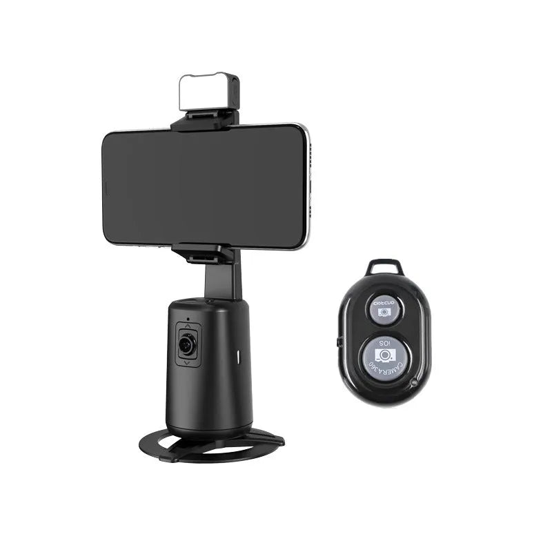 Black desktop phone bracket with face tracking camera and ribbon lights