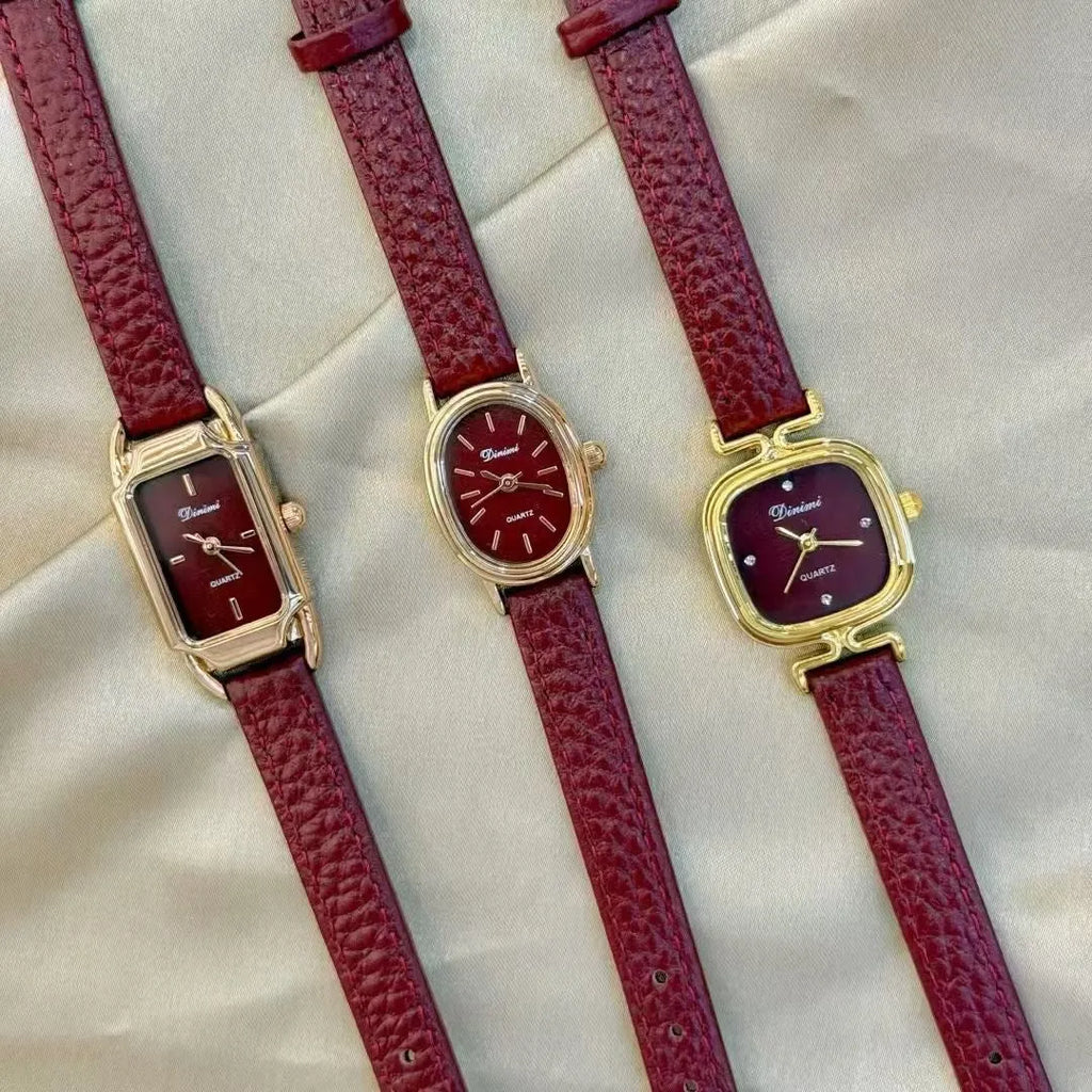 Chinese style women's alloy watch showing various dial designs including Camellia and diamond options.