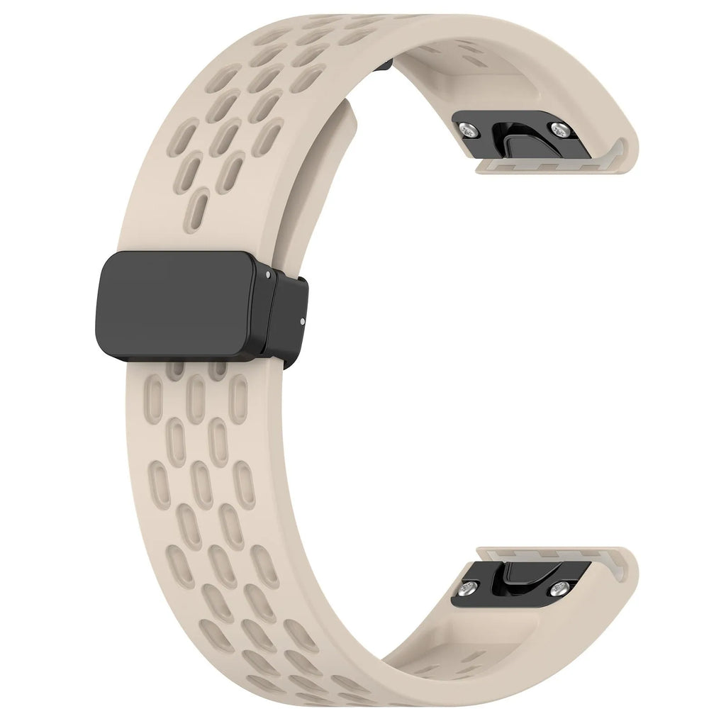 Garmin Fenix quick release silicone watch strap in multiple colours on a grey background.