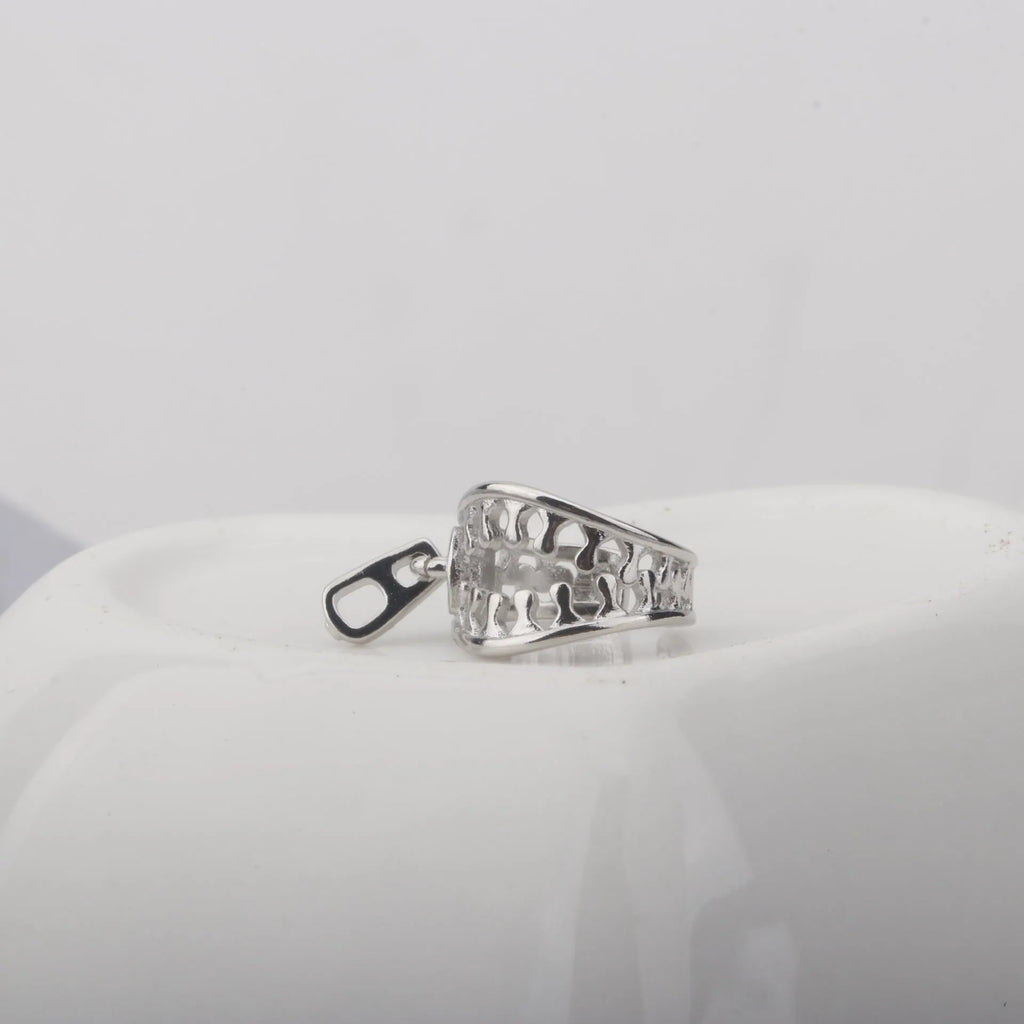 Copper geometric ear bone clip earrings with zipper design detail in ES862 colour
