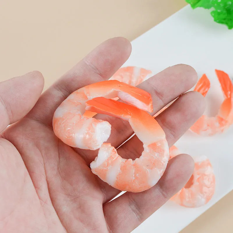 Simulation seafood shrimp keychain with detailed design and 1.5cm thickness made from PVC plastic