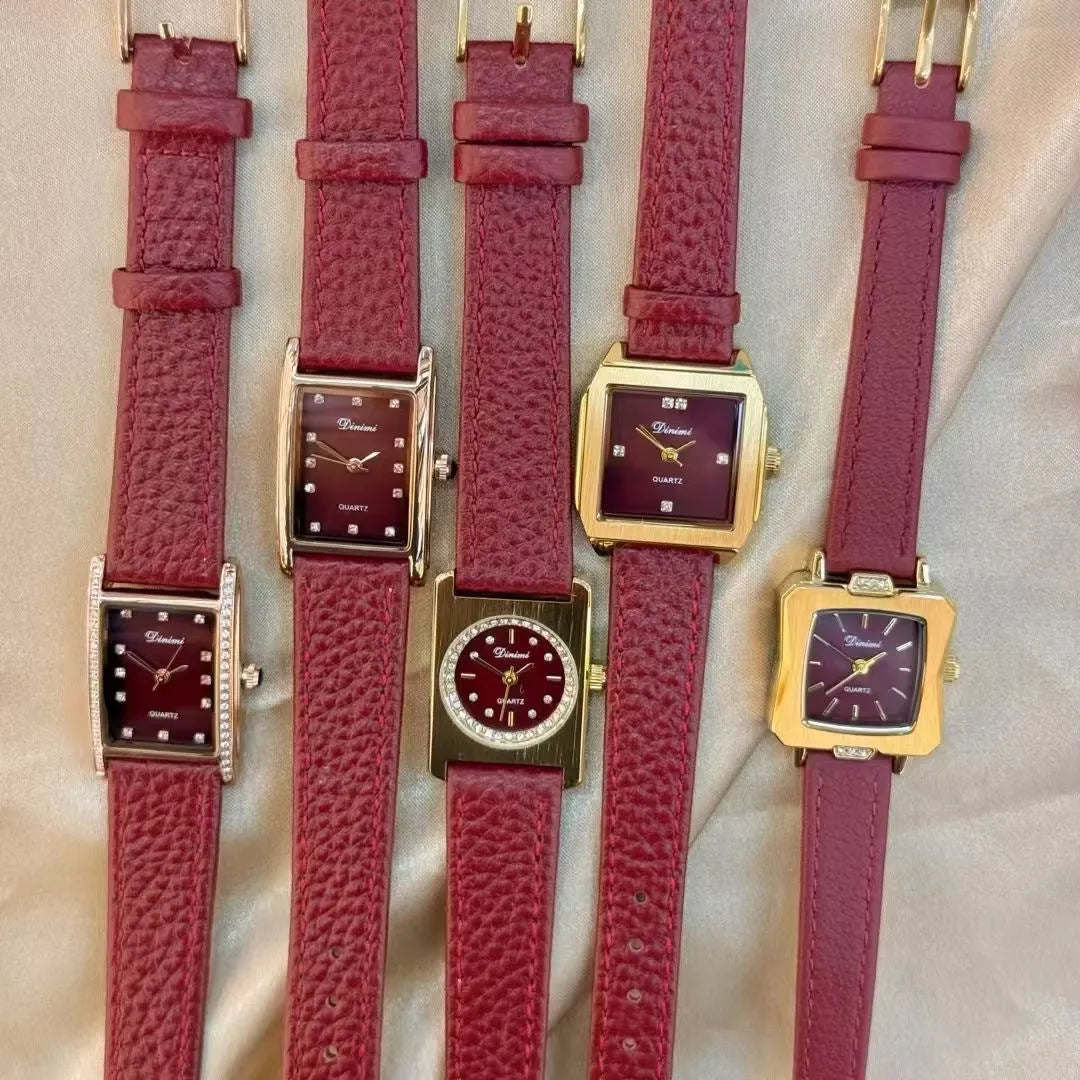 Chinese style women's alloy watch showing various dial designs including Camellia and diamond options.