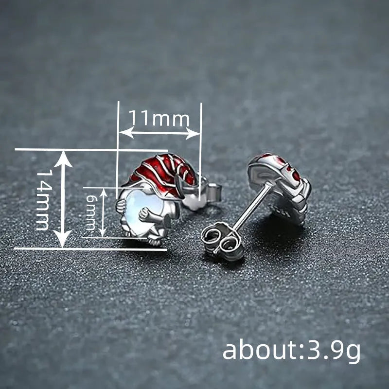 A pair of women's Santa Claus fashion earrings with a heart shape in an electroplated white gold colour.