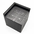 Four black plastic bed foot mats for furniture height adjustment and leg stabilisation
